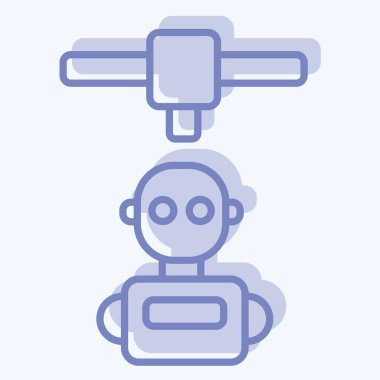 Simge Robotları. Yazdırma sembolüyle ilgili. İki ton stili. dizayn edilebilir