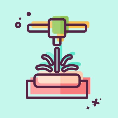 Simgesel Lazer Erimesi. Yazdırma sembolüyle ilgili. MBE tarzı. dizayn edilebilir