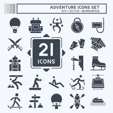 Icon Set Macerası. Tatil sembolüyle ilgili. Kabartma tarzı. dizayn edilebilir