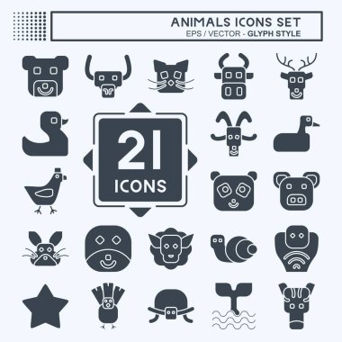 Simge Ayarlı Hayvanlar. Eğitim sembolüyle ilgili. Kabartma tarzı. dizayn edilebilir