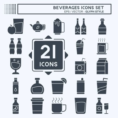 Simge Sabit İçecekler. İçecek sembolü ile ilgili. Kabartma tarzı. dizayn edilebilir