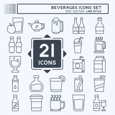 Simge Sabit İçecekler. İçecek sembolü ile ilgili. Sıra tarzı. dizayn edilebilir