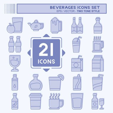 Simge Sabit İçecekler. İçecek sembolü ile ilgili. İki ton stili. dizayn edilebilir