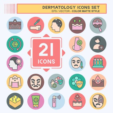 Simge Tanıma Dermatolojisi. Sağlık sembolüyle ilgili. renk arkadaşı stili. dizayn edilebilir