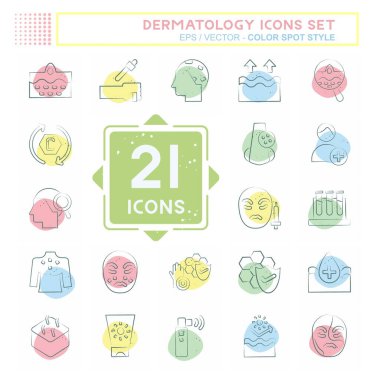 Simge Tanıma Dermatolojisi. Sağlık sembolüyle ilgili. Renkli Leke Biçimi. dizayn edilebilir