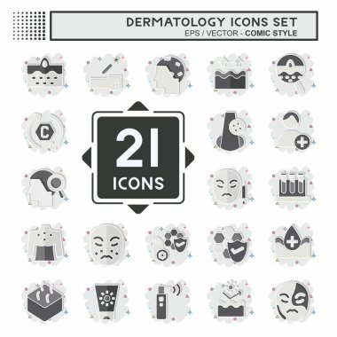 Simge Tanıma Dermatolojisi. Sağlık sembolüyle ilgili. Çizgi roman. dizayn edilebilir