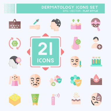Simge Tanıma Dermatolojisi. Sağlık sembolüyle ilgili. Düz stil. dizayn edilebilir
