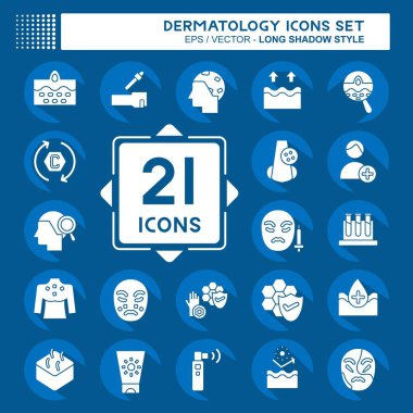 Simge Tanıma Dermatolojisi. Sağlık sembolüyle ilgili. Uzun gölge tarzı. dizayn edilebilir