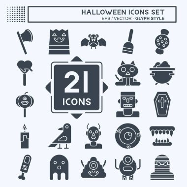 Simge Cadılar Bayramı 'nı ayarla. Parti sembolüyle ilgili. Kabartma tarzı. dizayn edilebilir