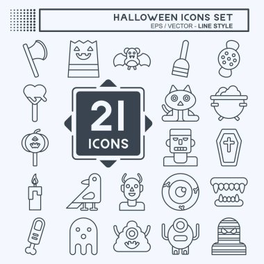 Simge Cadılar Bayramı 'nı ayarla. Parti sembolüyle ilgili. Sıra tarzı. dizayn edilebilir