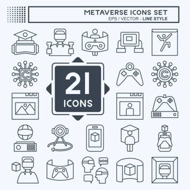 Simge Ayarlı Metaverse. Eğitim sembolüyle ilgili. Sıra tarzı. dizayn edilebilir