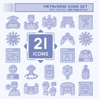 Simge Ayarlı Metaverse. Eğitim sembolüyle ilgili. İki ton stili. dizayn edilebilir