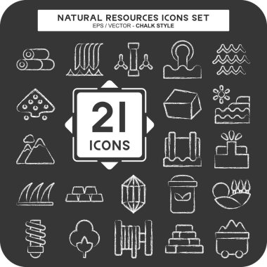 Simge Doğal Kaynakları Ayarladı. Eğitim sembolüyle ilgili. Tebeşir stili. dizayn edilebilir