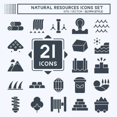 Simge Doğal Kaynakları Ayarladı. Eğitim sembolüyle ilgili. Kabartma tarzı. dizayn edilebilir