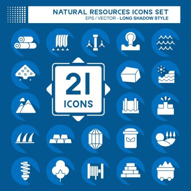 Simge Doğal Kaynakları Ayarladı. Eğitim sembolüyle ilgili. Uzun gölge tarzı. dizayn edilebilir