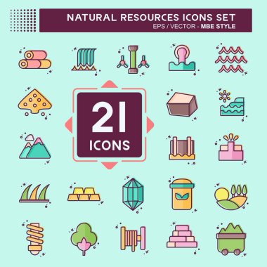Simge Doğal Kaynakları Ayarladı. Eğitim sembolüyle ilgili. MBE tarzı. dizayn edilebilir
