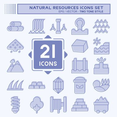 Simge Doğal Kaynakları Ayarladı. Eğitim sembolüyle ilgili. İki ton stili. dizayn edilebilir