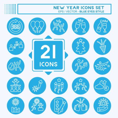 Simge Yeni Yıl Ayarları. Tatil sembolüyle ilgili. Mavi gözlü. dizayn edilebilir