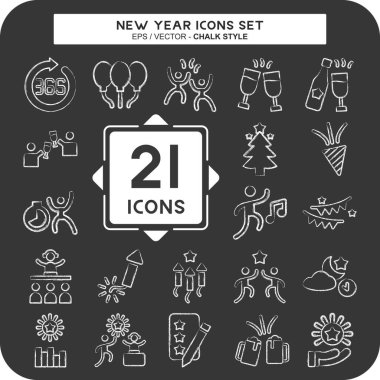 Simge Yeni Yıl Ayarları. Tatil sembolüyle ilgili. Tebeşir stili. dizayn edilebilir