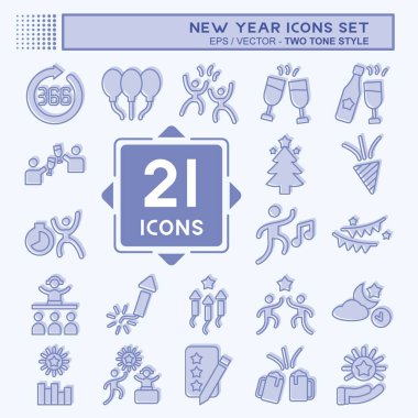 Simge Yeni Yıl Ayarları. Tatil sembolüyle ilgili. İki ton stili. dizayn edilebilir