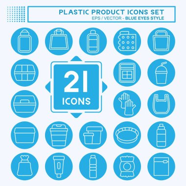 Simge Ayarlı Plastik Ürün. Plastik Ürün sembolüyle ilgili. Mavi gözlü. dizayn edilebilir