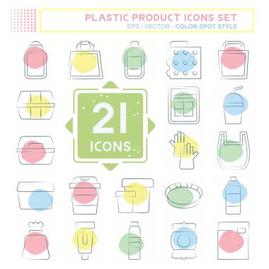 Simge Ayarlı Plastik Ürün. Plastik Ürün sembolüyle ilgili. Renkli Leke Biçimi. dizayn edilebilir