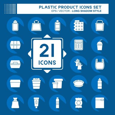 Simge Ayarlı Plastik Ürün. Plastik Ürün sembolüyle ilgili. Uzun gölge tarzı. dizayn edilebilir