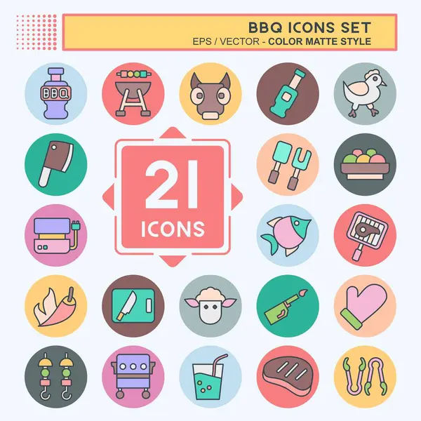 Icon barbekü seti. Gıda sembolüyle ilgili. renk arkadaşı stili. dizayn edilebilir