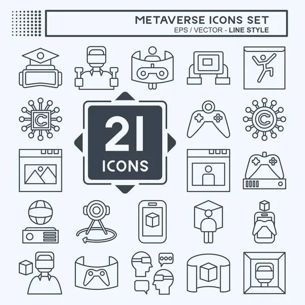 Simge Ayarlı Metaverse. Eğitim sembolüyle ilgili. Sıra tarzı. dizayn edilebilir