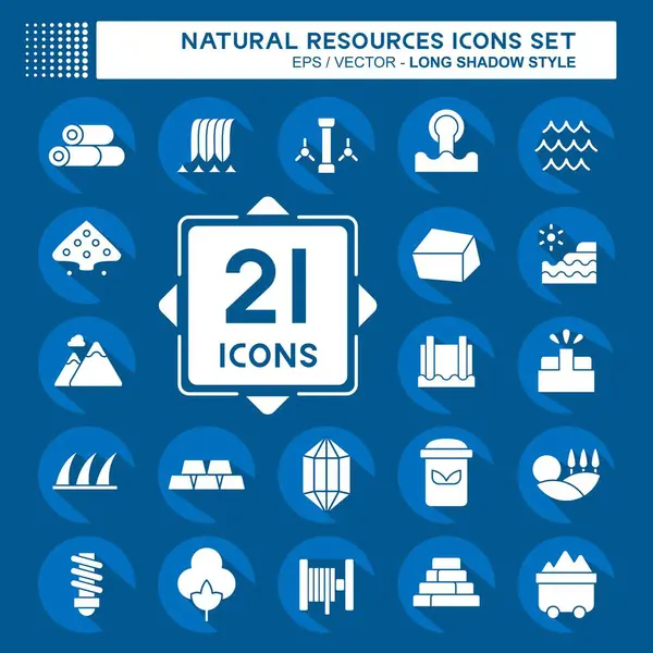 Simge Doğal Kaynakları Ayarladı. Eğitim sembolüyle ilgili. Uzun gölge tarzı. dizayn edilebilir