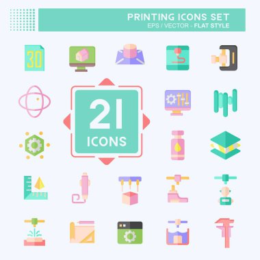 Simge Ayarlama Yazdırma. Teknoloji sembolüyle ilgili. Düz stil. dizayn edilebilir