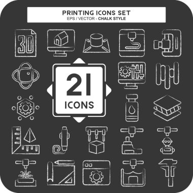 Simge Ayarlama Yazdırma. Teknoloji sembolüyle ilgili. Tebeşir stili. dizayn edilebilir