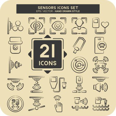 Simge Tanıma Algılayıcıları. Eğitim sembolüyle ilgili. El çizimi tarzı. dizayn edilebilir