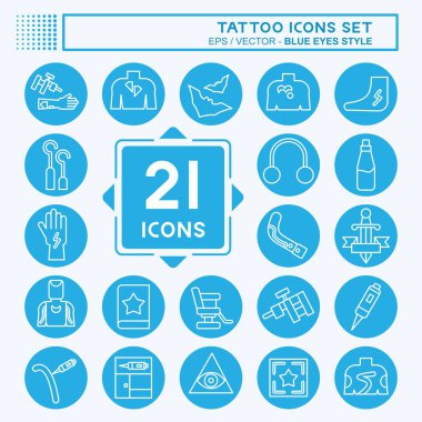 Simge Ayarlama Dövmesi. Kutlama sembolüyle ilgili. Mavi gözlü. dizayn edilebilir