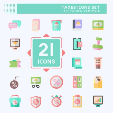 Simge Vergileri Ayarla. Para sembolü ile ilgili. Düz stil. dizayn edilebilir