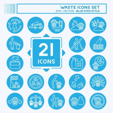 Simge Atık Atık. Çevre sembolüyle ilgili. Mavi gözlü. dizayn edilebilir
