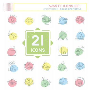 Simge Atık Atık. Çevre sembolüyle ilgili. Renkli Leke Biçimi. dizayn edilebilir