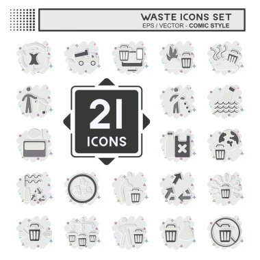 Simge Atık Atık. Çevre sembolüyle ilgili. Çizgi roman. dizayn edilebilir