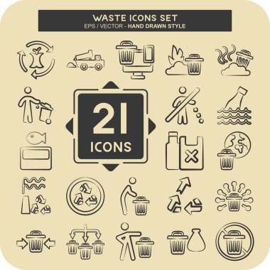 Simge Atık Atık. Çevre sembolüyle ilgili. El çizimi tarzı. dizayn edilebilir