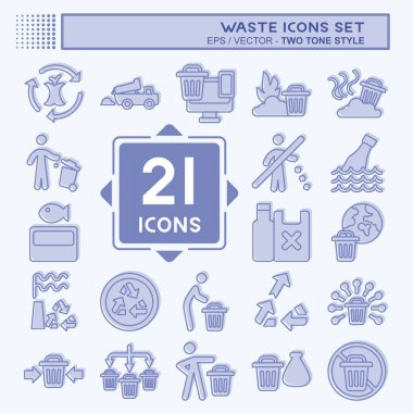 Simge Atık Atık. Çevre sembolüyle ilgili. İki ton stili. dizayn edilebilir