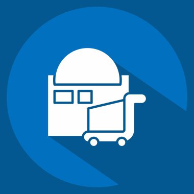 Simge Dükkanı. Şehir merkezinin sembolüyle ilgili. Uzun gölge tarzı. dizayn edilebilir