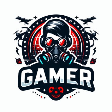 E-Sport Games Stil Vektörü EPS10 Görüntü Oyunları Logosu Markalaşma ve Yaratıcı Projeler için Beyaz Arkaplan Üzerinde Maskot Etiketi Tasarımı