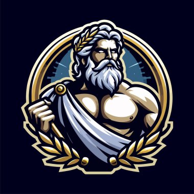 Zeus Mascot Illustration Logo in Cartoon Style  Isolated Vector EPS10 Design on a White Background Perfect for Branding, Sports Teams, and Creative Projects clipart