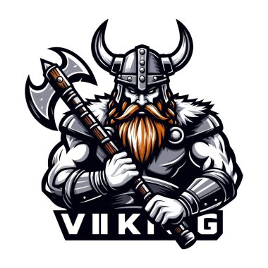 Beyaz Arkaplan A Kalın ve Dinamik Tasarım Mükemmel Markalaştırma, Spor Takımları ve Yaratıcı Projeler Konulu EPS10 Vektör Biçimli Viking Maskot Resimleri Logosu Oyunu