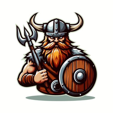 Beyaz Arkaplan A Kalın ve Dinamik Tasarım Mükemmel Markalaştırma, Spor Takımları ve Yaratıcı Projeler Konulu EPS10 Vektör Biçimli Viking Maskot Resimleri Logosu Oyunu