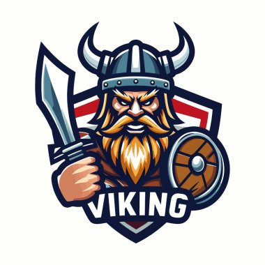 Beyaz Arkaplan A Kalın ve Dinamik Tasarım Mükemmel Markalaştırma, Spor Takımları ve Yaratıcı Projeler Konulu EPS10 Vektör Biçimli Viking Maskot Resimleri Logosu Oyunu