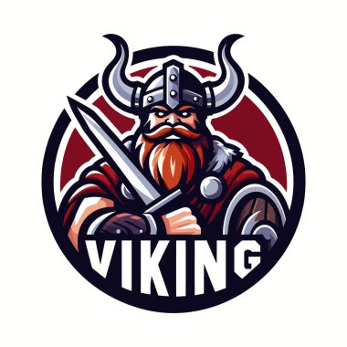 Beyaz Arkaplan A Kalın ve Dinamik Tasarım Mükemmel Markalaştırma, Spor Takımları ve Yaratıcı Projeler Konulu EPS10 Vektör Biçimli Viking Maskot Resimleri Logosu Oyunu