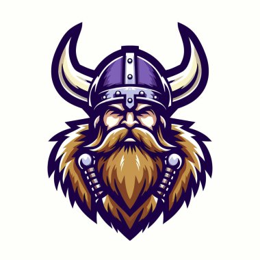 Beyaz Arkaplan A Kalın ve Dinamik Tasarım Mükemmel Markalaştırma, Spor Takımları ve Yaratıcı Projeler Konulu EPS10 Vektör Biçimli Viking Maskot Resimleri Logosu Oyunu