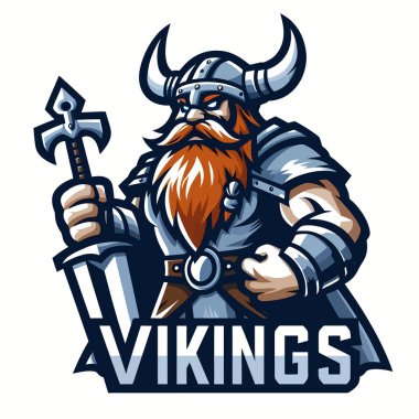 Beyaz Arkaplan A Kalın ve Dinamik Tasarım Mükemmel Markalaştırma, Spor Takımları ve Yaratıcı Projeler Konulu EPS10 Vektör Biçimli Viking Maskot Resimleri Logosu Oyunu