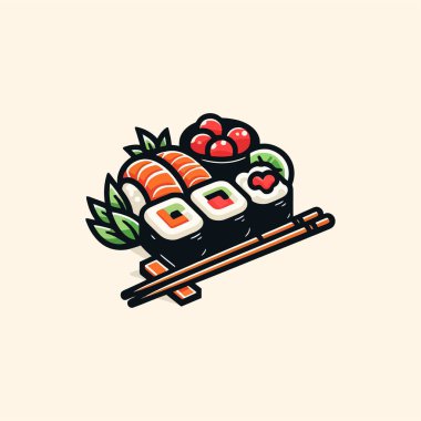 Sushi Vector Graphics Postcard Logo, Mascot Logo on White Background, Creative Design, Vector EPS10, Food, Japanese Cuisine, Restaurant, Sushi Icon, Digital Illustration clipart